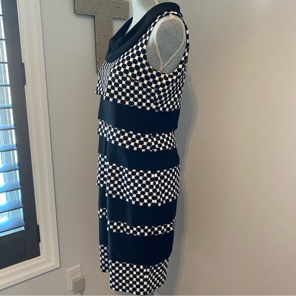 Joseph Ribkoff sleeveless black and white tiered dress - Picture 4 of 6